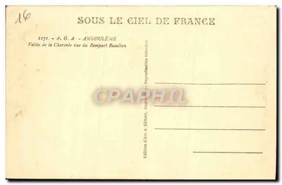 Vallei van de Charente vanaf de Rempart Beaulieu — Angoulême — Artistieke Uitgave A. Gilbert — Achterkant