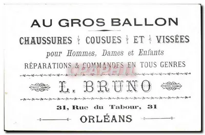 Paisagem rural com cavalos e galinhas — carta publicitária para L. Bruno — Orléans — Verso