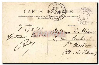 Bilhete postal antigo Mirambeau O Castelo Cot Sud Ouest — Verso