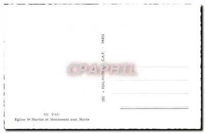 Igreja de São Martinho e Monumento aos Mortos — Pau — C.A.P. Paris — Verso