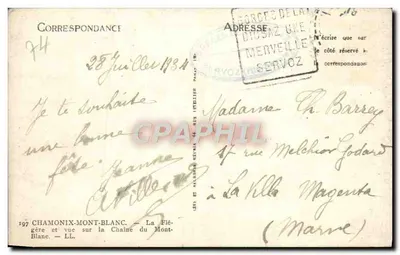 Chamonix-Mont-Blanc — widok na łańcuch Mont-Blanca — LL — Rewers