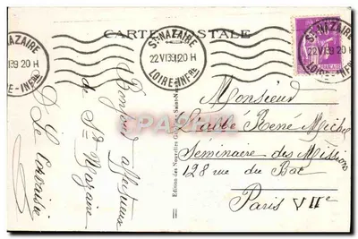 Saint-Nazaire (Loire Inf.) — A Praia no horário do banho — Éditions des Nouvelles Galeries — Verso