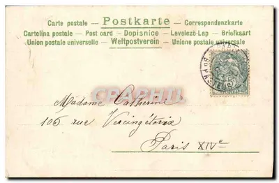 Widok krajobrazu rzecznego — 'Bonne Année' — A. Renouf — Rewers