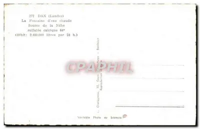 Dax (Landes) — A Fonte de água quente, Fonte da Néhe — Editor Elcé — Verso