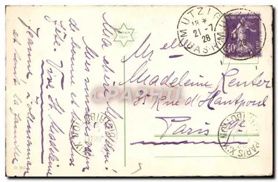 Pejzaż wiosenny z kwiatami — Bonne fête — wydawca nie widoczny — Rewers