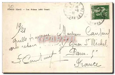 Nîmes (Gard) — Areny (nâté Ousset) — Wydanie A. Rebaudier - Nîmes — Rewers
