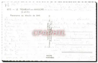 모던 엽서 le tremblay sur mauldre moulin de bar 전경 — 뒷면