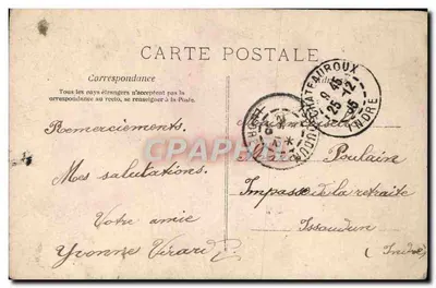 Meisje omringd door bloemen — 'Veel Geluk' — Kasteel van Châteauroux — Achterkant