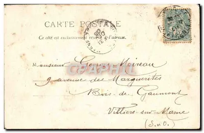 Zamknięty śnieżnymi płatami — scenka zimowa — wydawca Charles René — Rewers