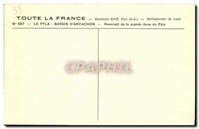 Le Pyla - Bassin d'Arcachon — Revenant de la grande dune du Pyla — Éditions Jové, Pau — Rewers