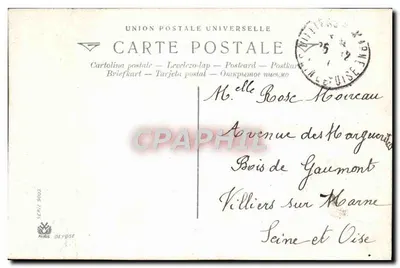 Arranjo de hortência e gui — edição União Postal Universal — série 3003, Paris — Verso