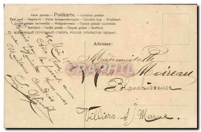 Duas pombas — com cesta de muguet — A.&M. N° 559 — Verso