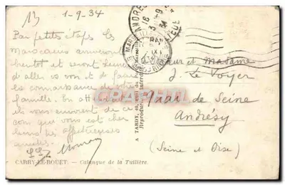 Bilhete postal moderno Carry Le Rouet Calanque de la Tuiliere — Verso