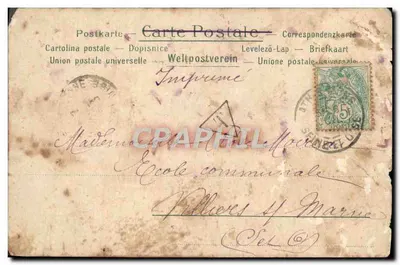 Bilhete postal antigo Fantasia Cães — Verso