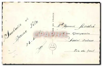 Joven muchacho — sosteniendo un ramo de rosas — PC París n°4519 — Reverso