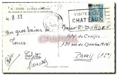 Tours - O cedro centenário do museu e as torres da catedral — Fotografia Verdadeira, editor (511) — Verso