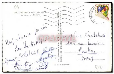 Statua Francji — Briançon (Alpy Wysokie) — Les Editions MAR — Rewers