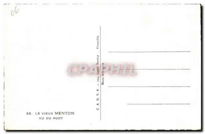 Stary Menton widziany z portu — Stara pocztówka D.S.E. nr 38 — wydawca C. Berriat, Grenoble — Rewers