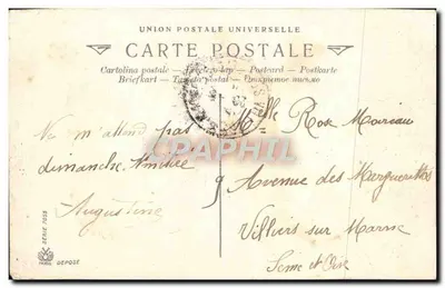 Jeune femme avec couronne de fleurs — carte postale décorative — série 7055, Paris — Verso