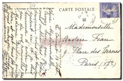 O Ermitério e Capela de São Cassiano — Braun & Cie, Imp. Ed. Milhouse-Dormach, n°334 — Verso