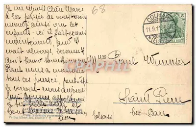 Hôtel de Ville de Colmar — wydawca Albert Jeß, nr 68 — Rewers