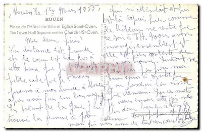 Rouen — Praça do Hôtel-de-Ville e Igreja de São Ouen — Estol — Verso