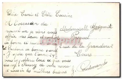 Bom Ano — decoração de visco e fita violeta — editor DIX, Paris, n° 2033 — Verso