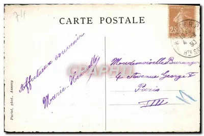 Jezioro Annecy — Zamek i Talloires — Pittoreskie miejsca w Savoi — wydawca Duingt — Rewers