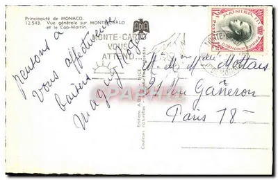 Widok ogólny na Monte-Carlo i Cap-Martin — Krajyna Monako — Wydawnictwo ADIA, nr 12.543 — Rewers