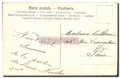 Festa de Páscoa — mulher e criança com rosas e ovo — editor A. S. série 428 — Verso