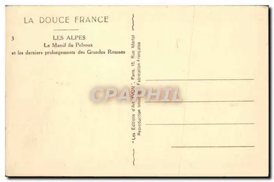 Alpy — Massif du Pelvoux i ostatnie przedłużenia Grandes Rousses — Les Éditions d'Art WON, Paryż — Rewers