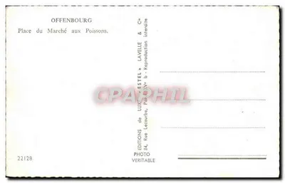 Bilhete postal moderno Offenbourg Place du marché aux Poissons — Verso