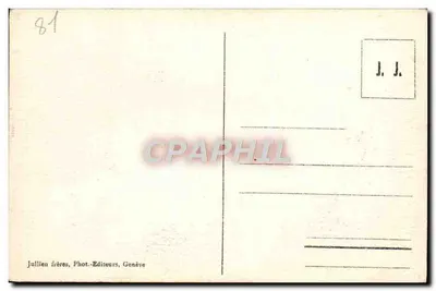 Viaduto de Mont Roc e o Col de Balme — vista alpina com aldeia embaixo — Jullien frères, Genebra, n°7982 — Verso