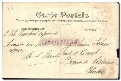 Bilhete postal antigo A Ilha Bourchard Castelo do Templo — Verso