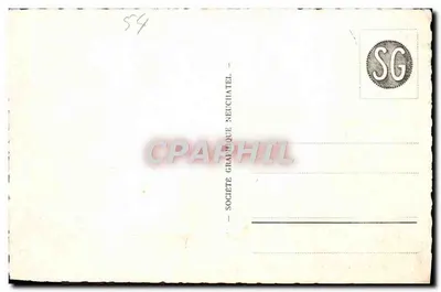 Jezioro Thoune — widok panoramiczny z zasnieżonymi górami — Spółka Graficzna Neuchâtel, n°54 — Rewers