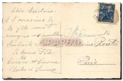 Arranjo de rosas — Feliz Aniversário 1929 — Paris — Verso