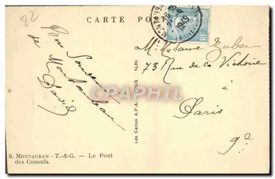 Ponte dos Conselheiros — Montauban — editor A.P.A. n°6 — Verso