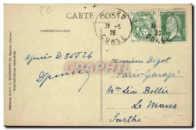 As Gorges de BAVELLA — Corse — J. Moretti, n° 3499 — Verso