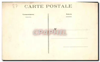 Limoges - Plac Jourdan — pejzaż panoramiczny z kioskiem czekoladowym Menier i budynkiem po lewej — nr 234 — Rewers