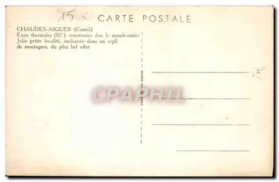 Chaudes-Aigues — vista aérea do vilarejo e das colinas — editor C. Macon, n°15 — Verso