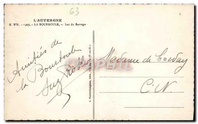 Auvergne — Jezioro Barrage — J. Gontiameges, wydawca — Rewers