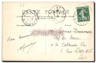 Przełęcz Ceyssat i Domy w Puy-de-Dôme — widok z lotu — wydawca L'Auvergne, nr 729 — Rewers