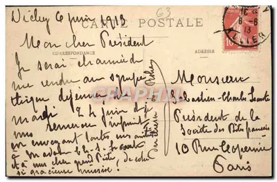 Randan — Fachada principal do Castelo de Randan — Editor E.B., Place des Quatre-Chemins, Vichy — Verso