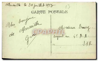 Marseille - Pałac Longchamp — widok panoramiczny z centralnym fontanną — Rewers