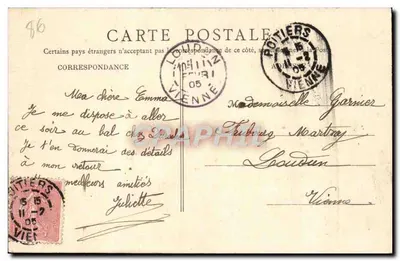 Poitiers — Pałac Sądowy — B. J. C., Paryż, nr 41 — Rewers