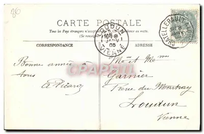 Châtellerault — Les Tours du Pont — Boiron-Guillot, édit. — Verso