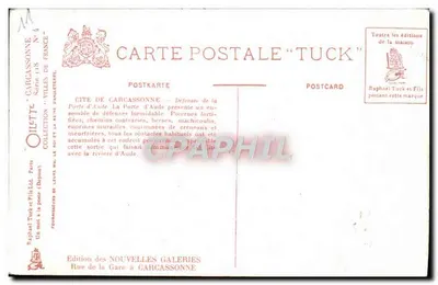Cidade de Carcassonne — Defesas da Porta d'Aude — Tuck — Verso