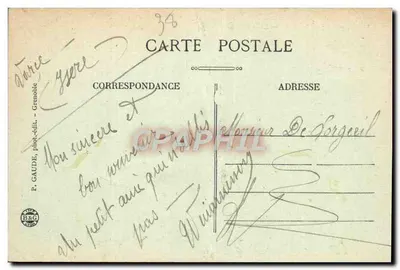 Tarjeta postal antigua Puente Colgante y Santa María en Grenoble — Reverso