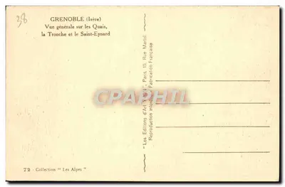 Grenoble (Isère) — Vista geral dos Quais, a Tronche e o Saint-Eynard — Les Éditions d'Art Yvon, Paris — Verso