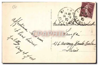 NICE - Zamek - Widok na Mont-Boron — wydawca Almanach des Arts Chromatiques, nr 395 — Rewers